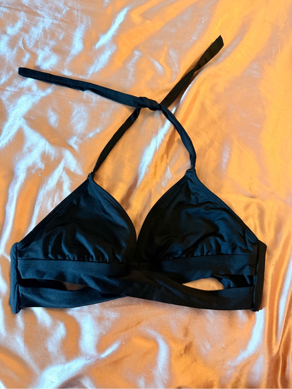 Black Halter Bikini Top with Twist Band - Women Swim Bikinis